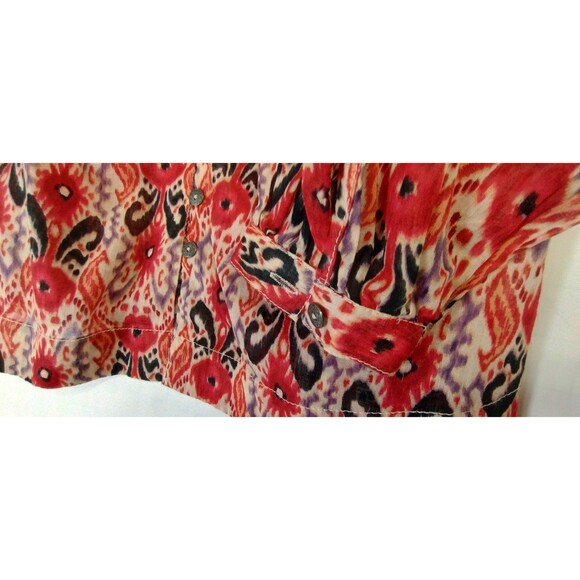 BLL Top Women's M Long Sleeve Red Black Grey Balloon Sleeve Boho Peasant Career - Picture 3 of 7